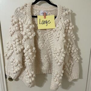 Chicwish Cream Textured Knit Cardigan